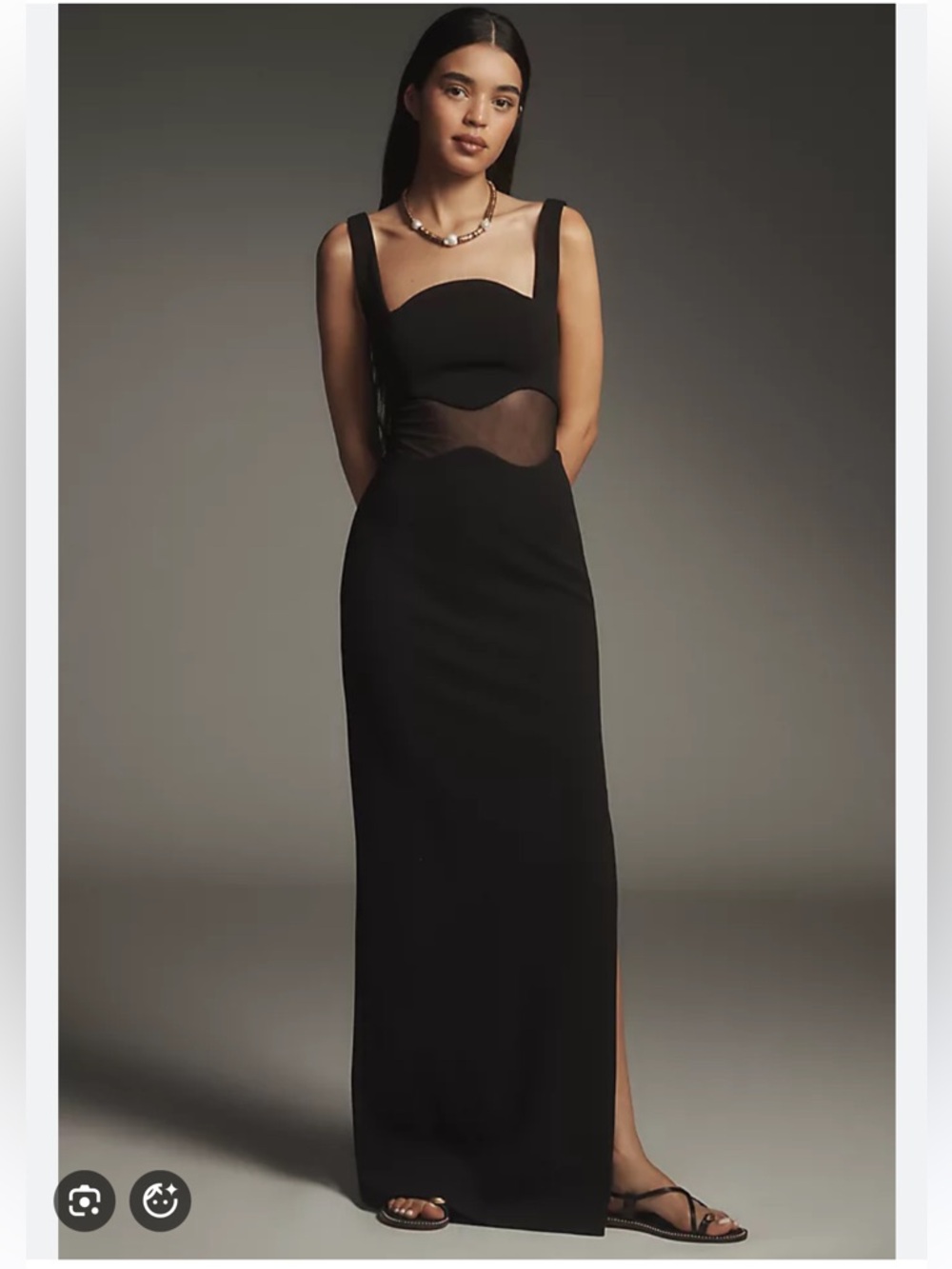 Misha The Damita Gown Sleeveless Sheer Panel Crepe Maxi Dress